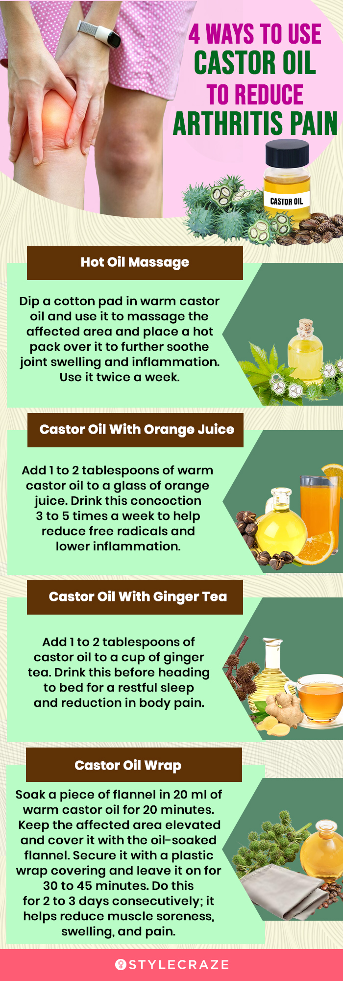 4 ways to use castor oil to reduce arthritis pain (infographic)