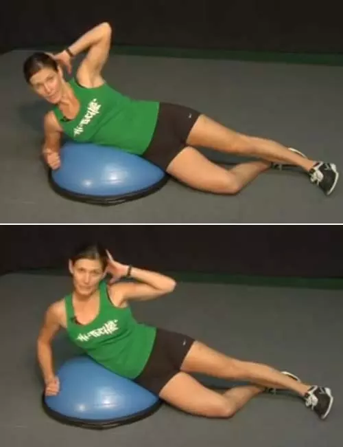 Bosu ball crunch oblique exercise