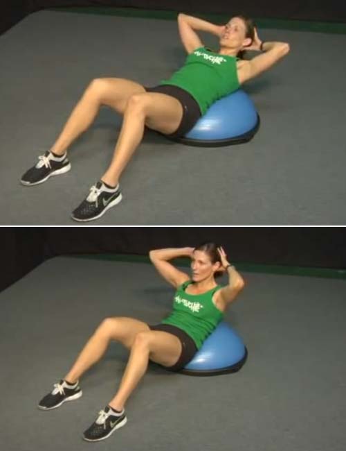 Bosu ball crunch exercise