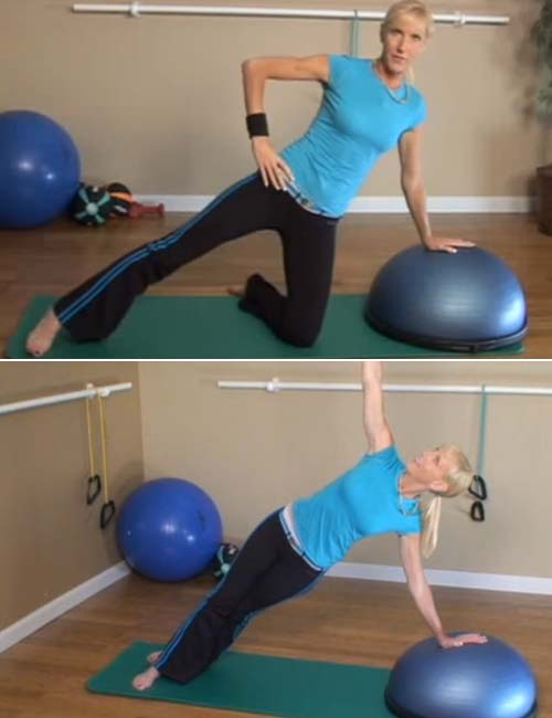 Bosu ball side plank exercise