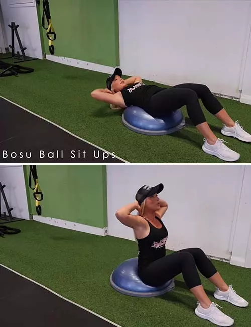 Bosu ball sit-up exercise
