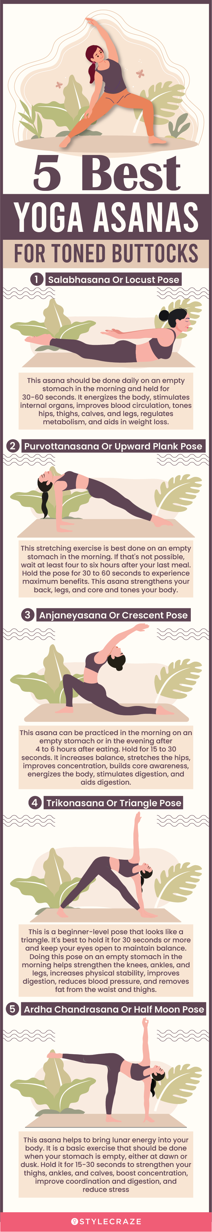 5 best yoga asanas for toned buttocks (infographic)