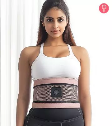 Women Wearing Tummy Vibrating Belt For Weight Loss