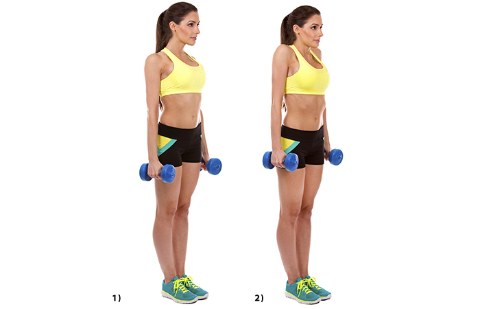 Dumbbell shoulder shrug exercise to get rid of back fat