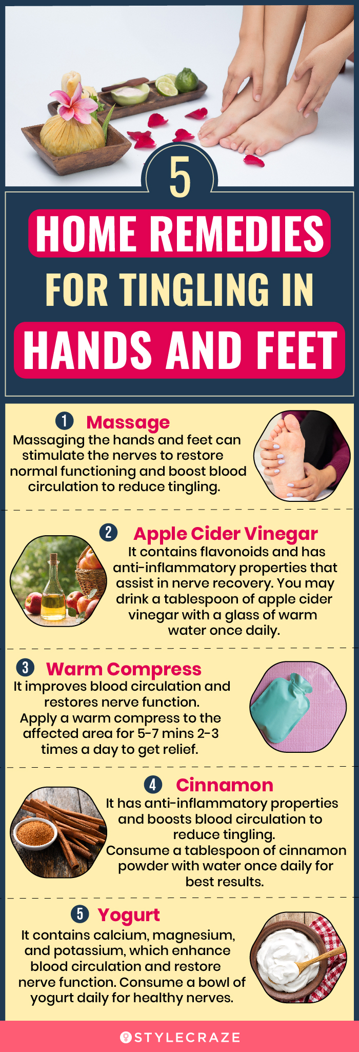 home remedies for tingling in hand and feet (infographic)