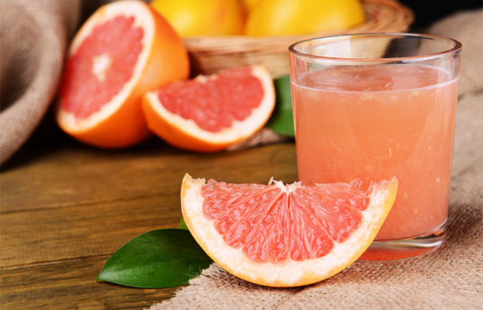 Glass of grapefruit juice for fad diet.