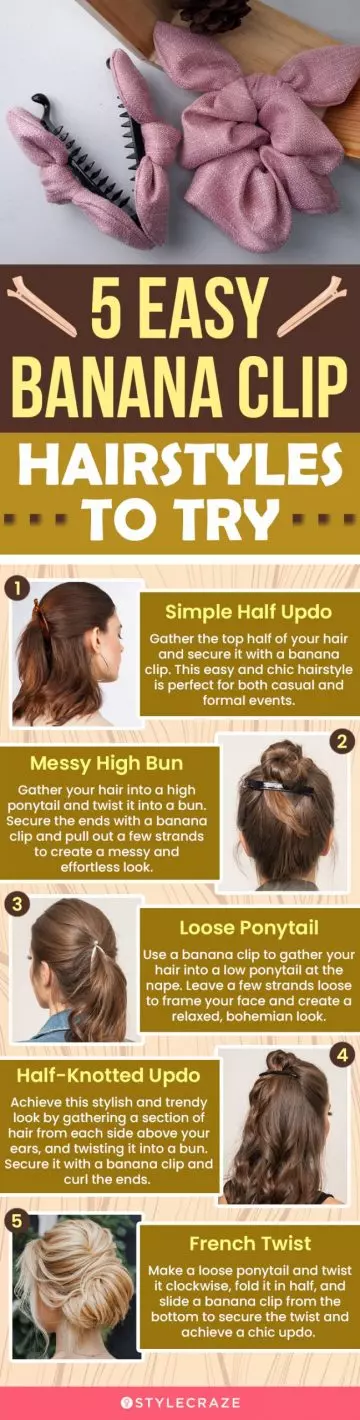 5 easy banana clip hairstyles to try (infographic)