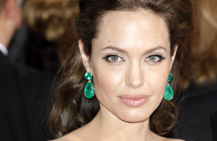 Angelina Jolie with tattooed eyebrows
