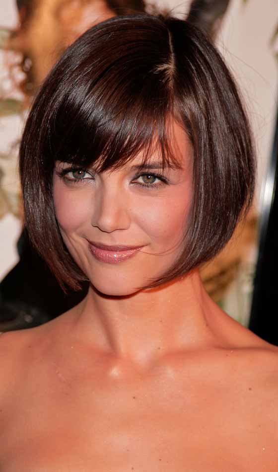 Katie Holmes showing off her signature short bob with bangs