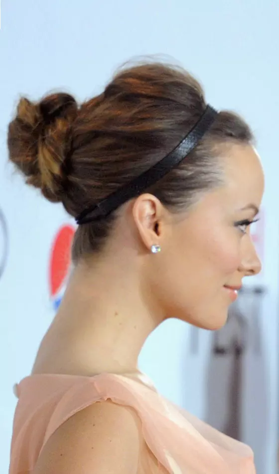 Updo hairstyle with a headband for medium hair