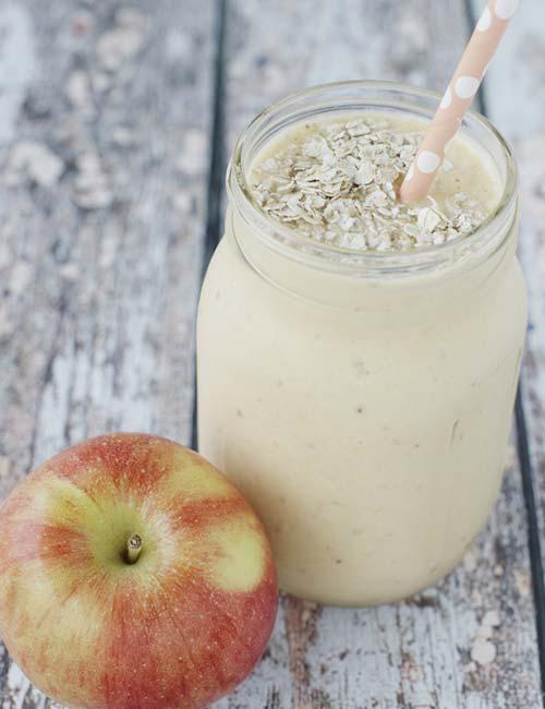 Homemade oatmeal and apple protein shake