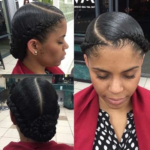Low halo braided updo for black women