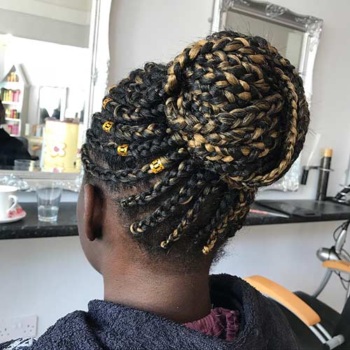 Bun braided updo for black women
