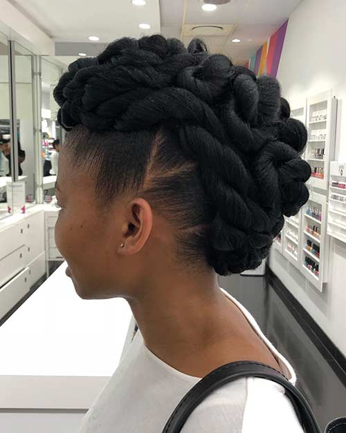 Twisted braided mohawk for black women