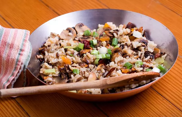 Healthy mushroom brown rice