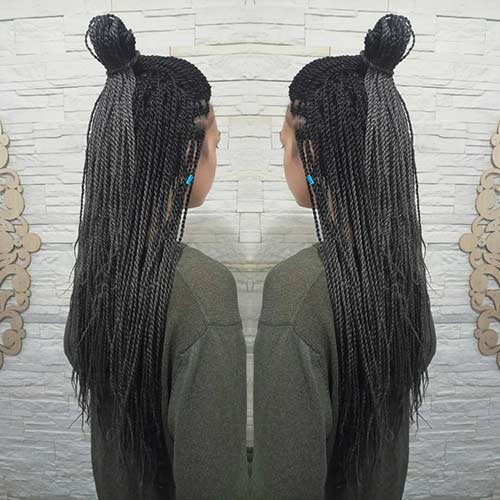 Half top knot braided updo for black women