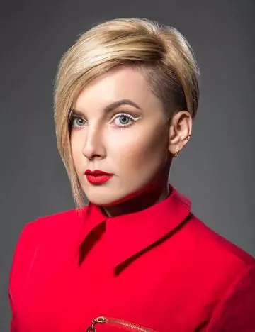 Asymmetrical side shaved bob hairstyle