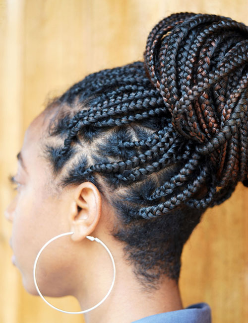Criss-cross braided bun for black women