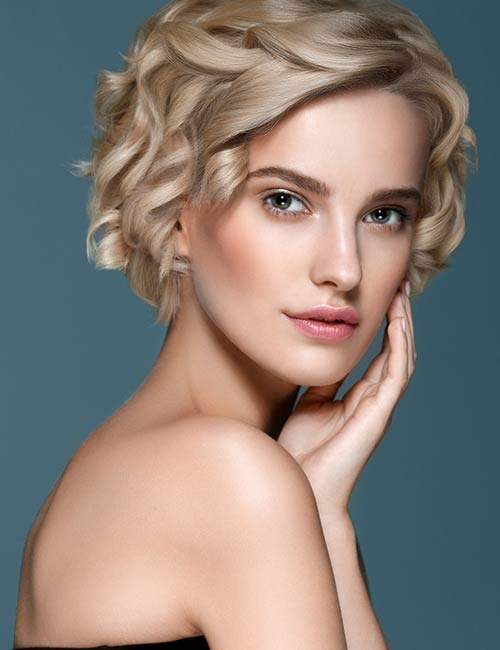 Short curly bob blonde hairstyle