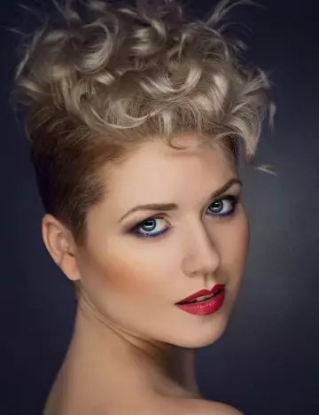 Short curly mohawk blonde hairstyle