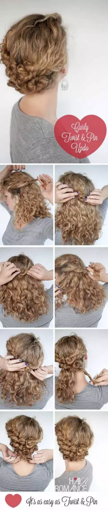 Twist and pin updo for curly hair