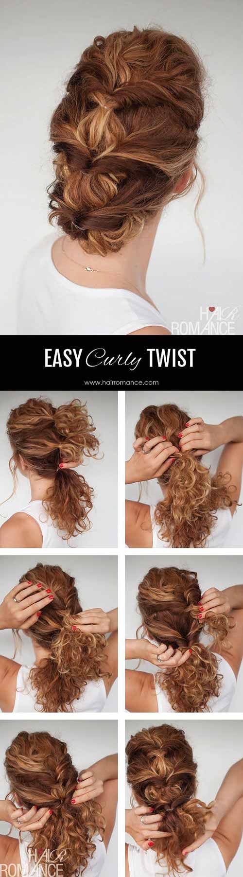 Easy curly twisted updo for curly hair