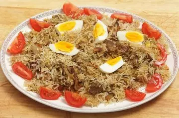 Healthy brown rice egg biriyani
