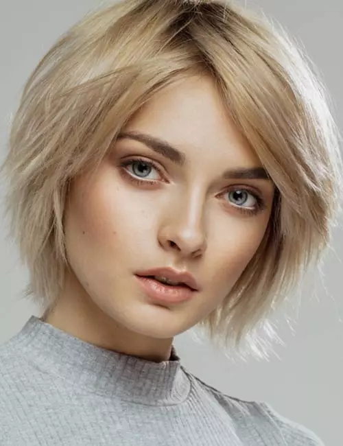 Layered bob hairstyle for short blonde hair