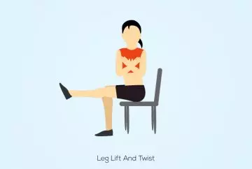 Leg lift and twist chair cardio exercise