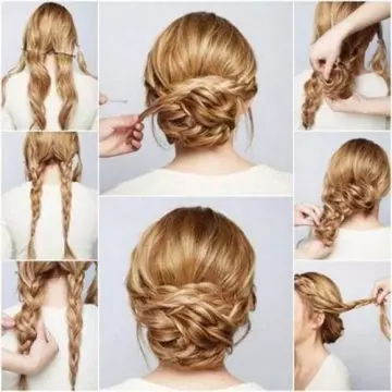 Rolled and twisted updo for curly hair