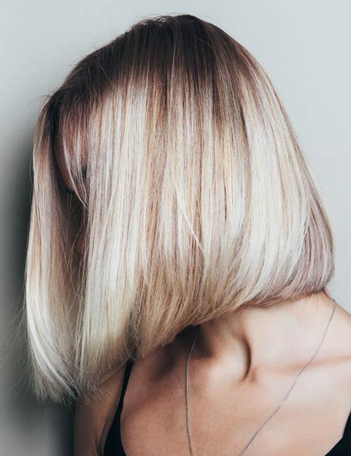 Short shadow rooted bob blonde hairstyle