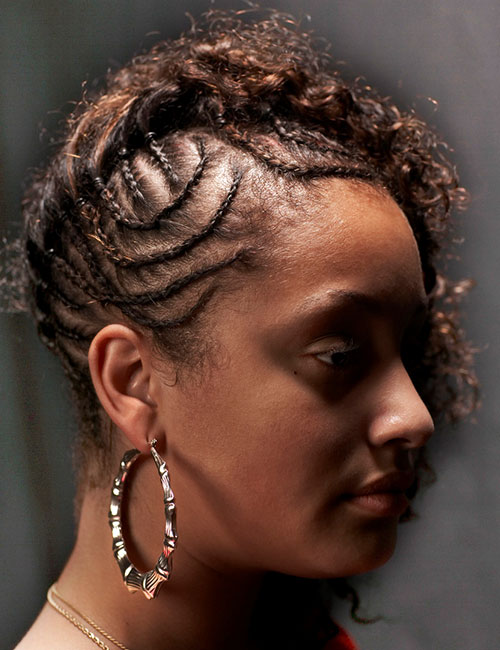 Side braids updo for black women