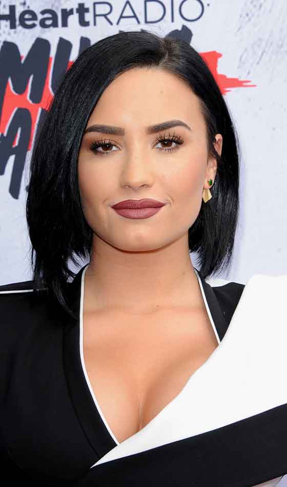 Demi Lovato in a stacked bob hairstyle