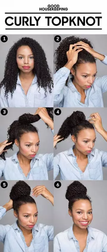 The top knot updo for curly hair