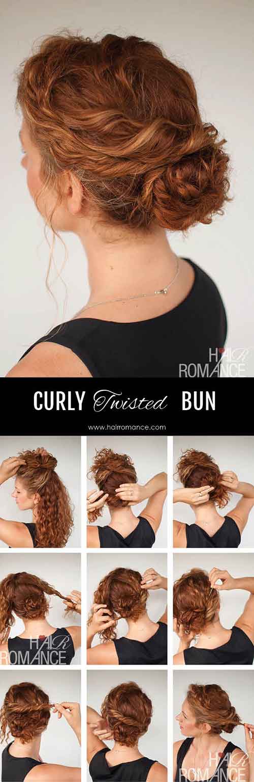 The simple flower updo for curly hair