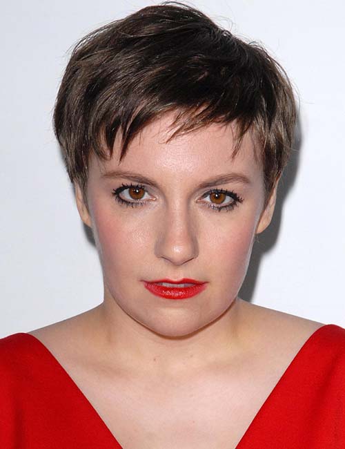 Thin feathered bangs short pixie cut hairstyle