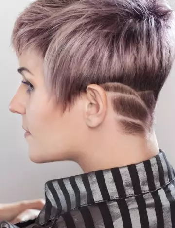 Young woman with a tapered pixie cut