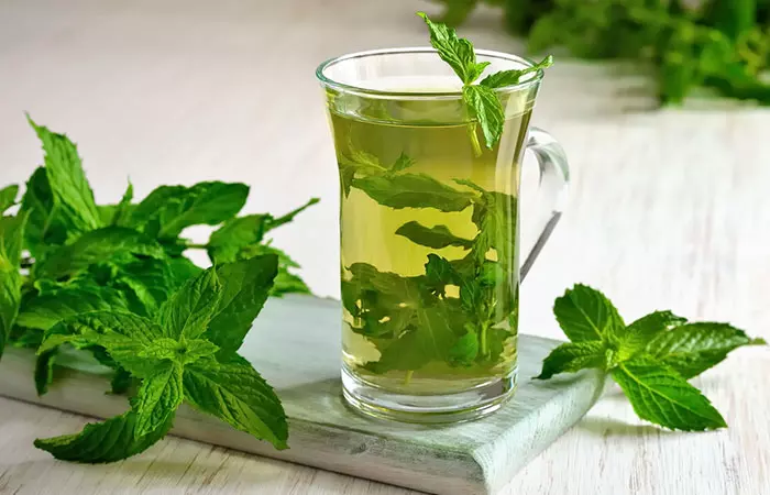 Homemade mint leaves toner for oily skin
