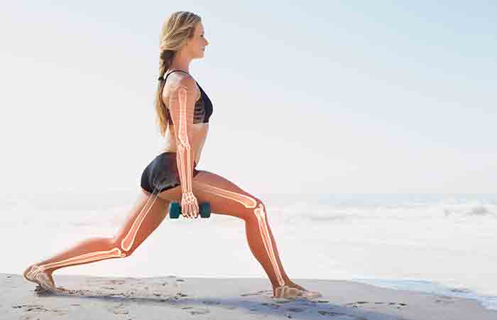 Woman exercising with her bones highlighted