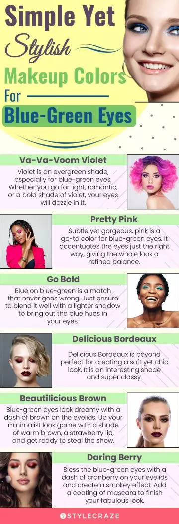 simple yet stylish makeup colors for blue green eyes (infographic)