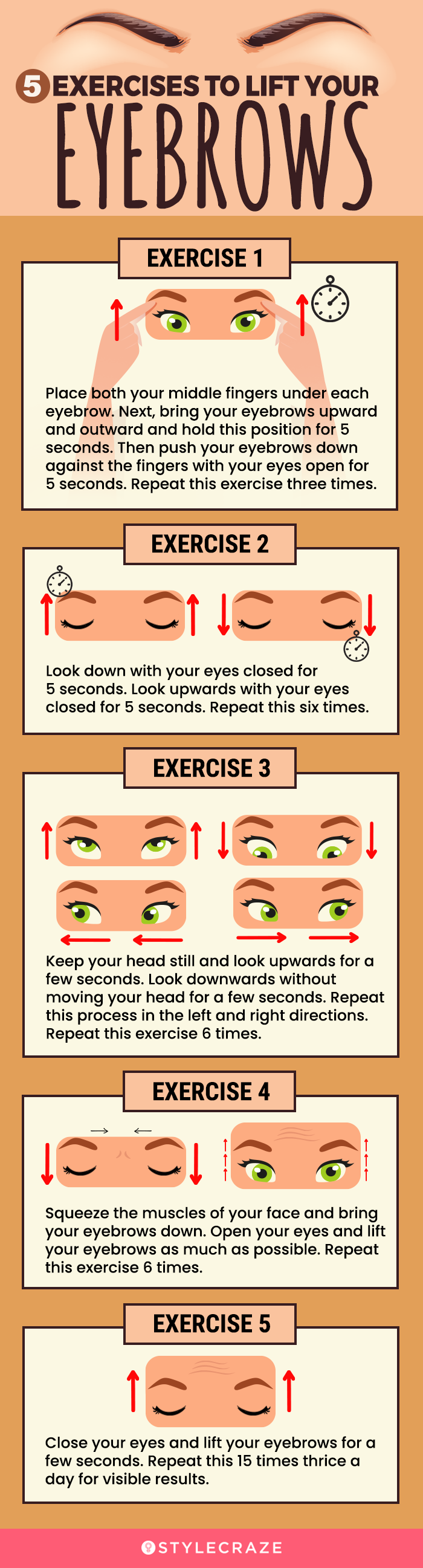 5 exercises to lift your eyebrows (infographic)
