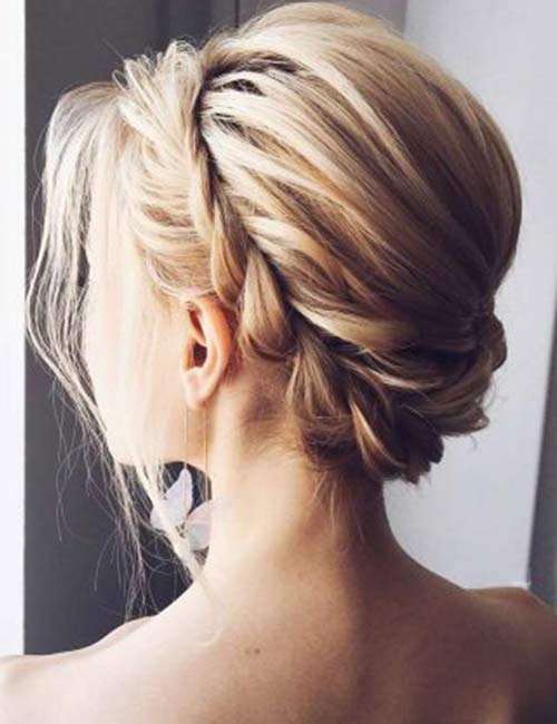 Twisted halo prom hairstyle for short hair
