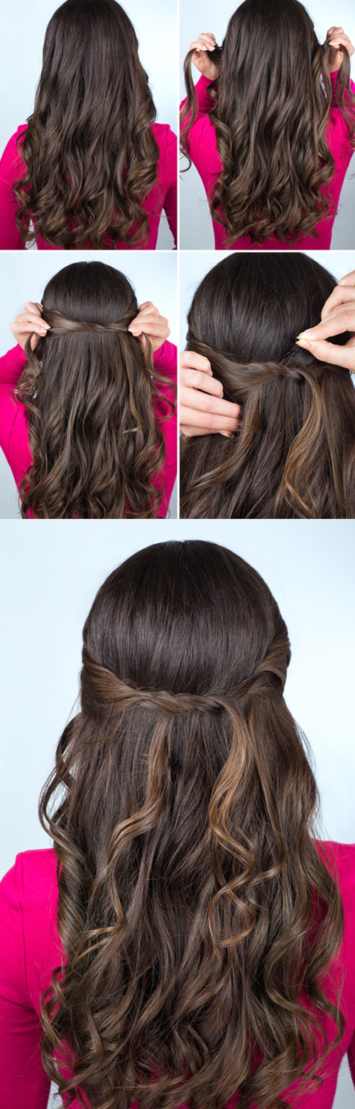 Bouffant half up-half down prom hairstyle with a twist
