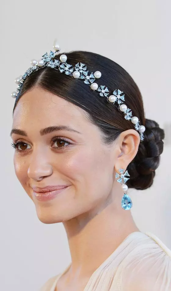 Braided bun hairstyle with tiara headband