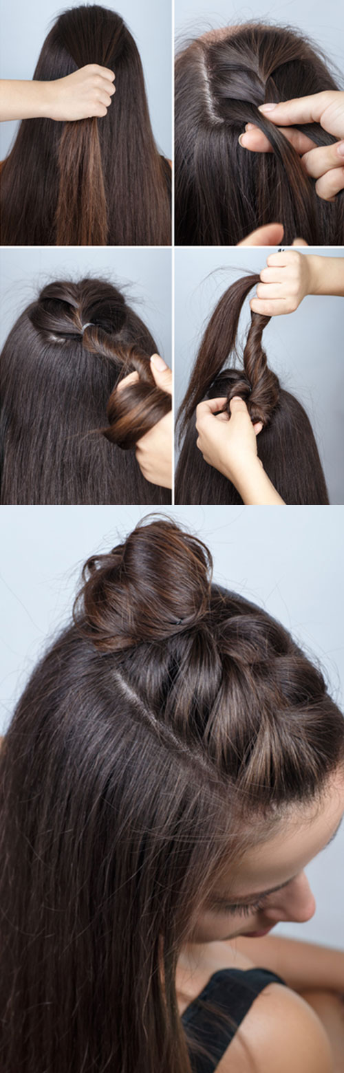 Braided half up-half down prom hairstyle