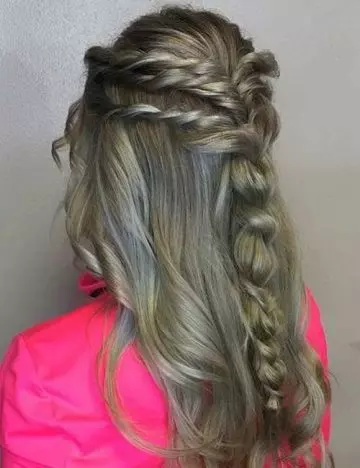 Multi-twist half up-half down prom hairstyle