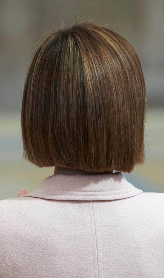 Back view of symmetric bob hairstyle