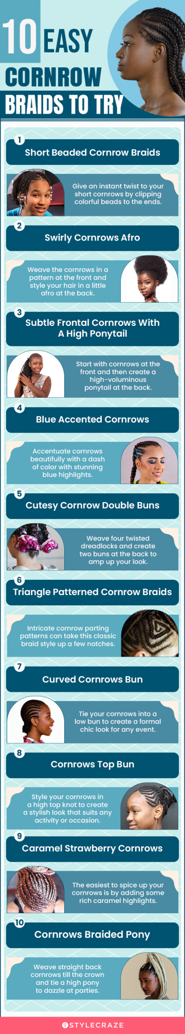 10 easy cornrow braids to try (infographic) 