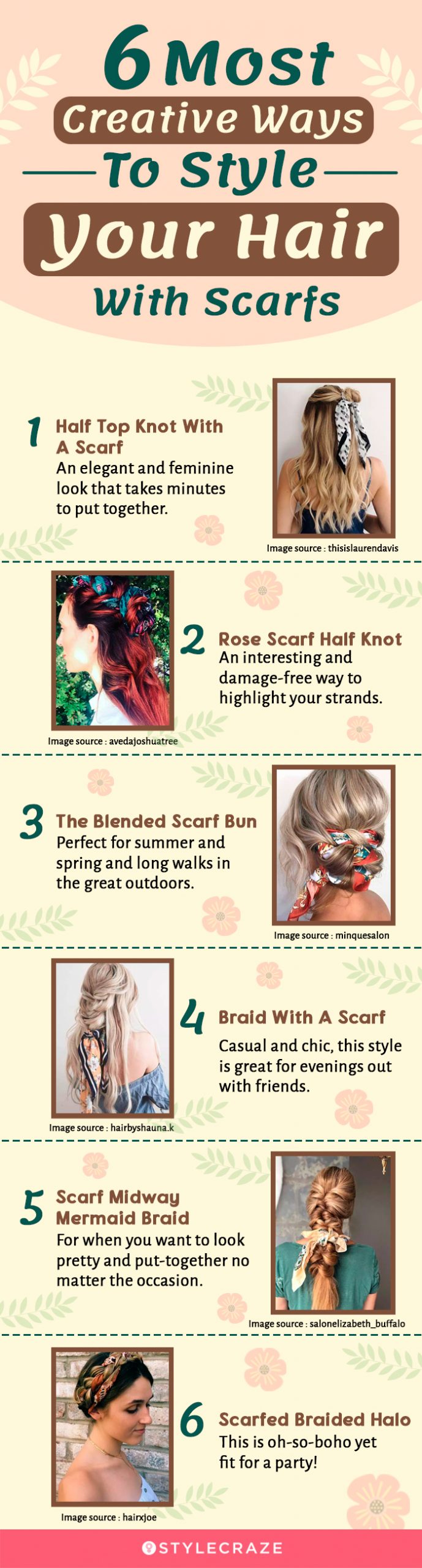 6 most creative ways to style your hair with scarfs [infographic]
