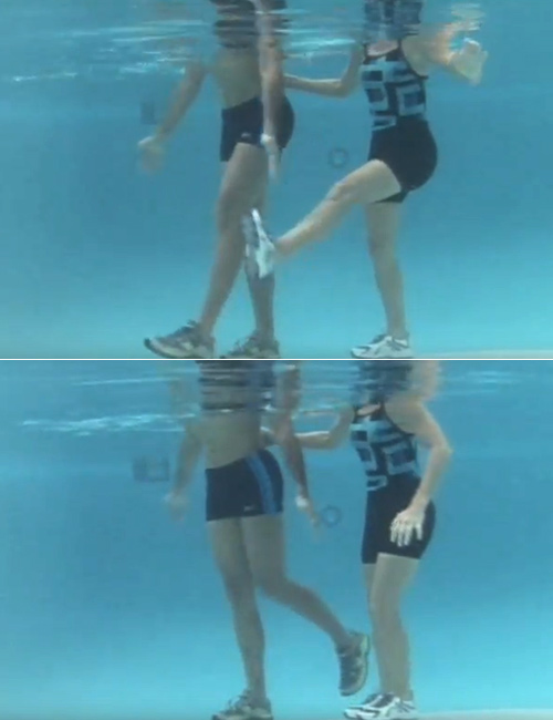 Aqua one-leg jogging exercise for knees